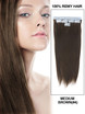 Remy Tape In Hair Extensions 20 stykker Silky Straight Medium Brown(#4)