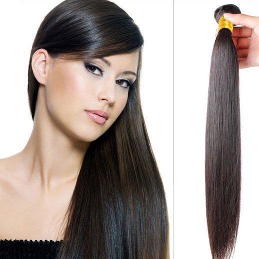 Pacotes de cabelo brasileiro virgem liso e sedoso preto natural 1 peça