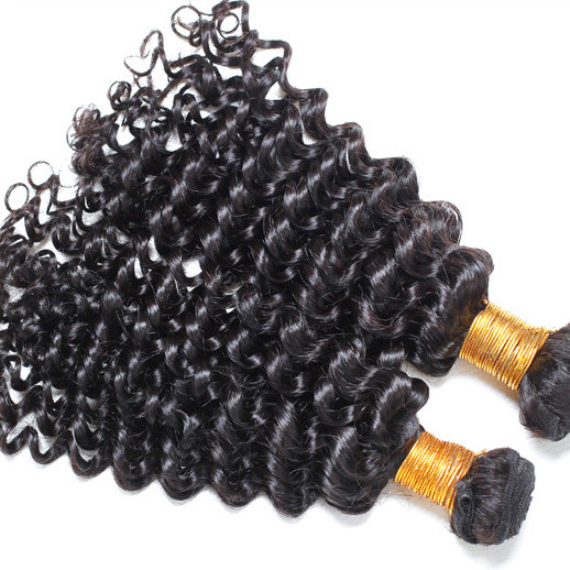 2 paquetes de armadura de cabello virgen brasileño negro natural 8A de onda profunda