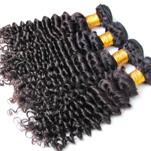 4 Bundle Deep Wave 8A Brazilian Virgin Hair Weave Natural Black bhw015