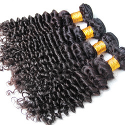 4 Bundle Deep Wave 8A Brasilianische Reine Haarwebart Naturschwarz