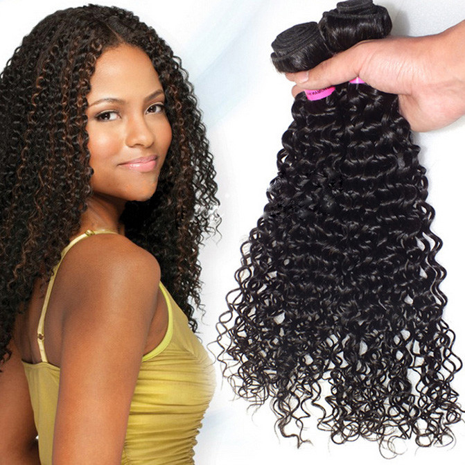 Paquetes de cabello rizado rizado brasileño virgen negro natural