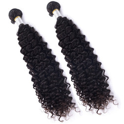 2 piezas / lote Kinky Curly Natural Black 8A Brazilian Virgin Hair Weave All Inch