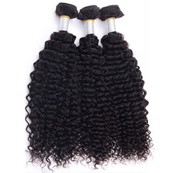 3 bundels Kinky Curly 8A Virgin Braziliaans haarweefsel Natuurlijk zwart