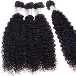 4 stks/partij 8A Braziliaanse Maagd Haar Weave Kinky Krullend Natuurlijk Zwart