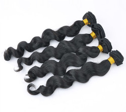 Индийские наращивания волос девственницы 7А свободная волна естественная чернота