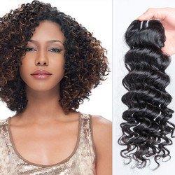 1 peça 7A extensões de cabelo indiano virgem onda profunda preto natural