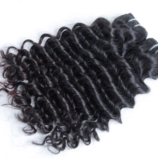 2pcs 7A Deep Wave Virgin Indian Hair Weave Natural Black