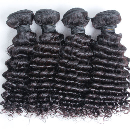 4 pcs 8A Deep Wave Malaysian Virgin Hair Weave Naturel Noir