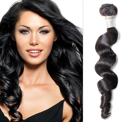 1 bundt 8A Loose Wave Peruvian Virgin Hair Weave Natural Black
