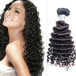 1pcs 8A Cabello peruano virgen Onda profunda Negro natural