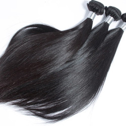 3 buntar 8A jungfruligt peruanskt hår Silkeslen rak väv Natursvart