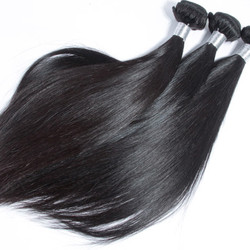 3 paquetes 8A Cabello peruano virgen Tejido recto sedoso Negro natural