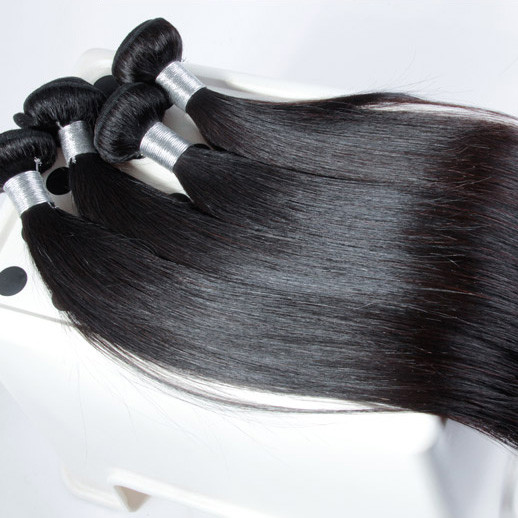 4 Bündel 8A reines peruanisches Haar, seidiges, gerades Gewebe, natürliches Schwarz