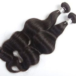 2 pcs 7A Virgin Peruvian Hair Body Wave Weave Natural Black phw006