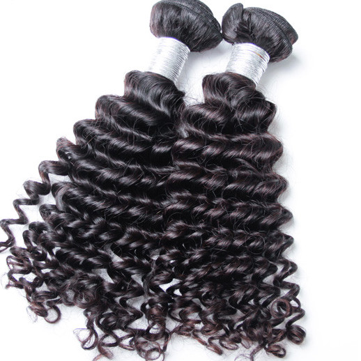 2 Stück 8A Deep Wave Virgin Peruvian Hair Weave Natural Black