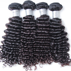 4 st 8A Deep Wave Virgin Peruvian Hair Weave Natural Black