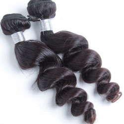 2 st 8A Virgin Peruvian Hair Loose Wave Weave Natursvart