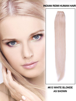 Bleach White Blonde (# 613) Trama de cabello Remy recto y sedoso
