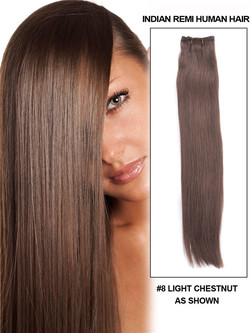 Light Chestnut (#8) Seidiges, glattes Remy-Haarbündel