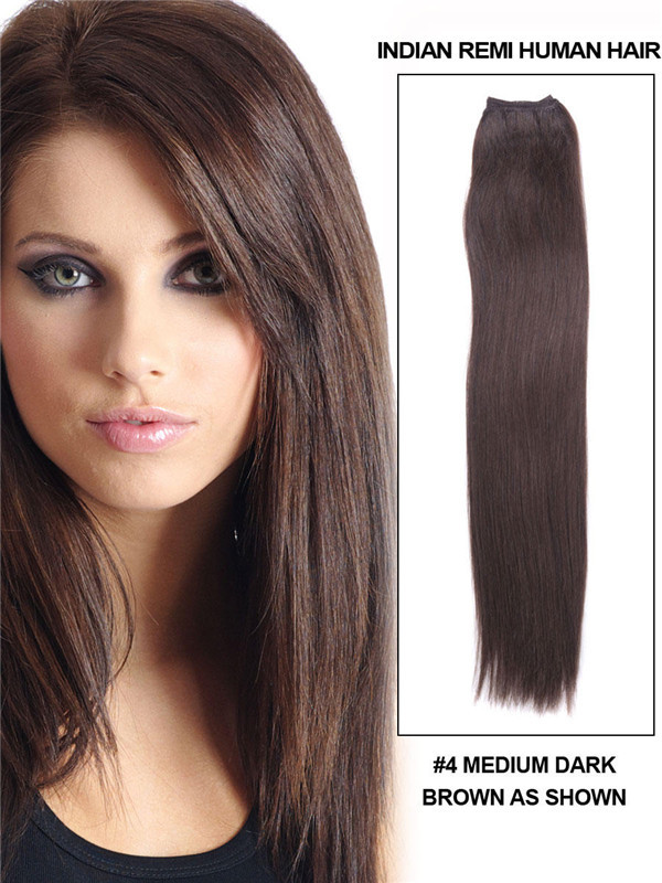 Mellembrun(#4) Silkeagtig Straight Remy Hair Weave