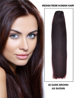 Mörkbrun(#2) Silkeslen Rak Remy Hair Wefts