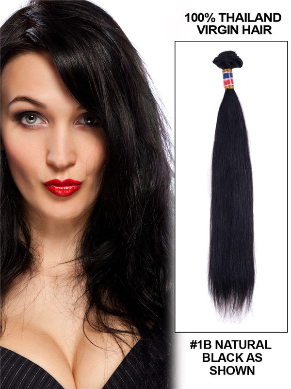 7A Virgin Thailand Silky Straight Hair Weave Naturschwarz