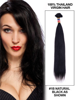 7A Virgem Tailândia Seda Cabelo Liso Trançado Natural Preto