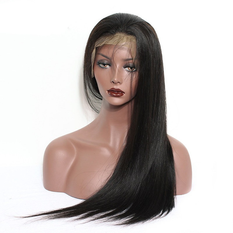 Peruca frontal longa reta 360 de renda, 100% cabelo humano perucas 12-30 polegadas