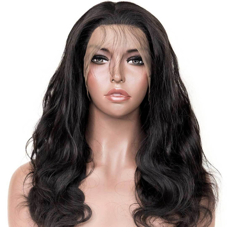 Perucas de cabelo humano frontal de renda corporal 360 com cabelo de bebê, 10-28 polegadas